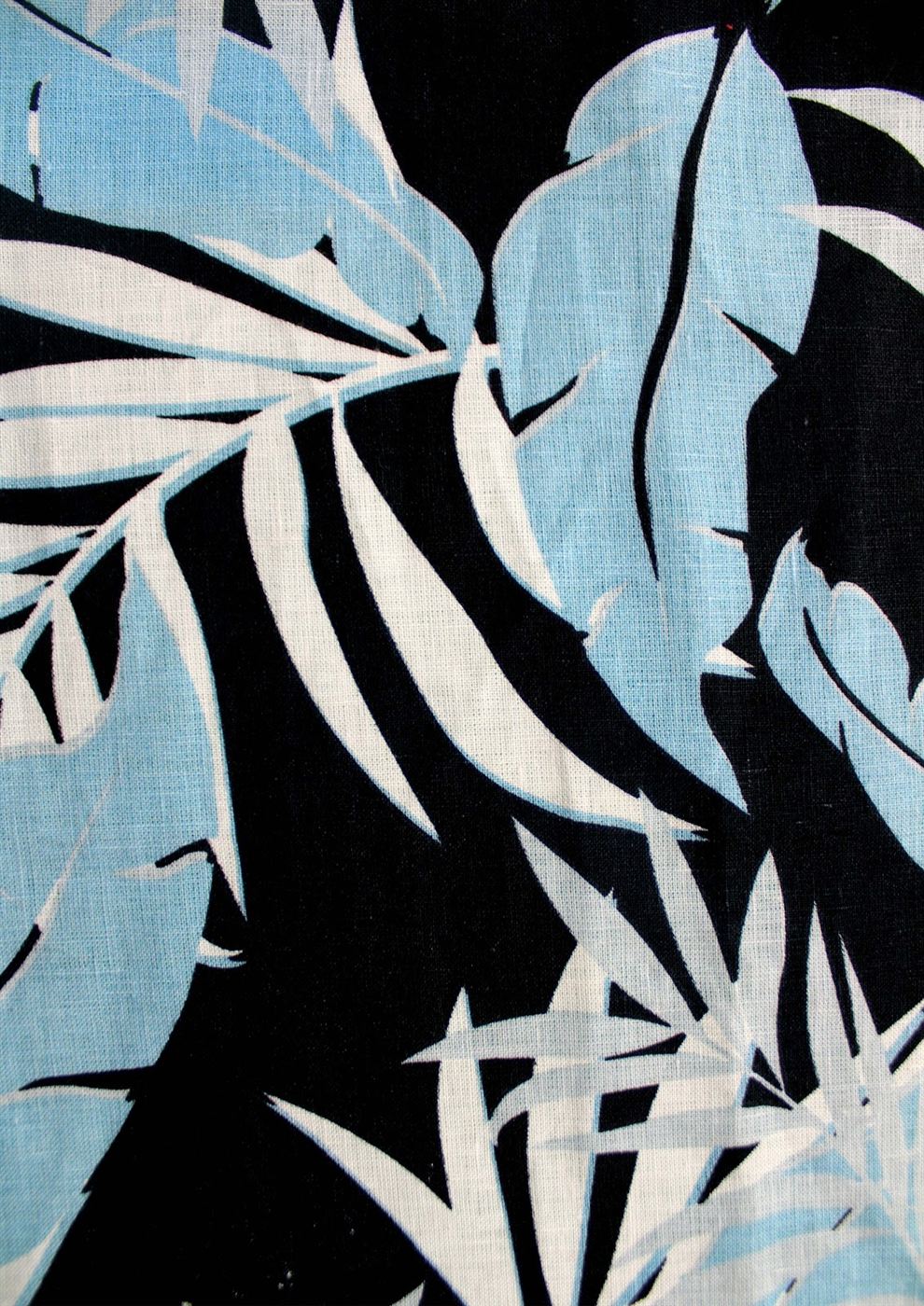 Linen leaf-printed fabric