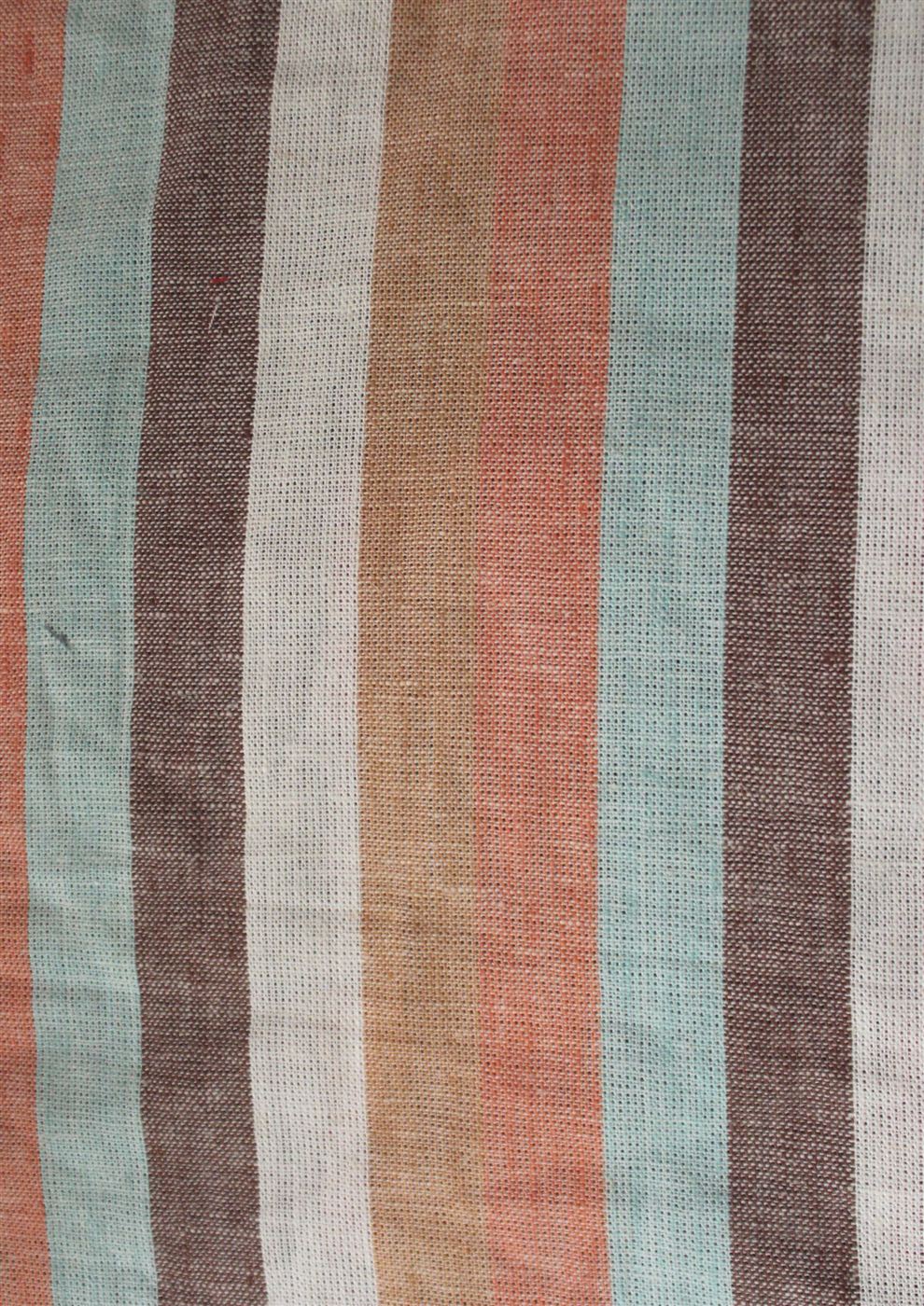 Linen-viscose yarn-dyed multicolour stripe fabric