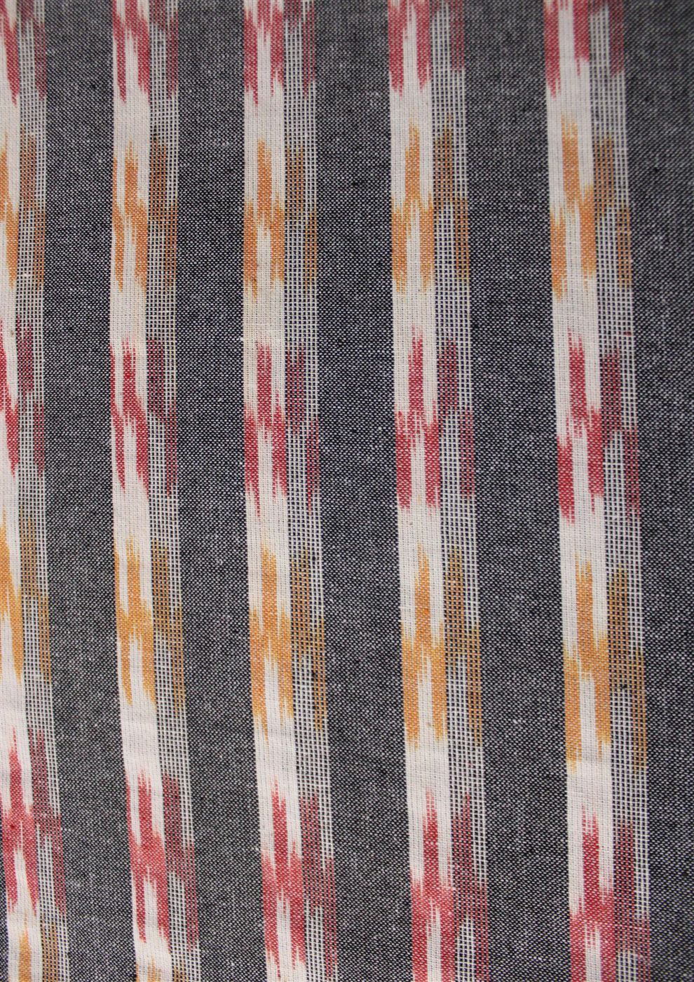 Yarn-dyed cotton ikat stripe fabric